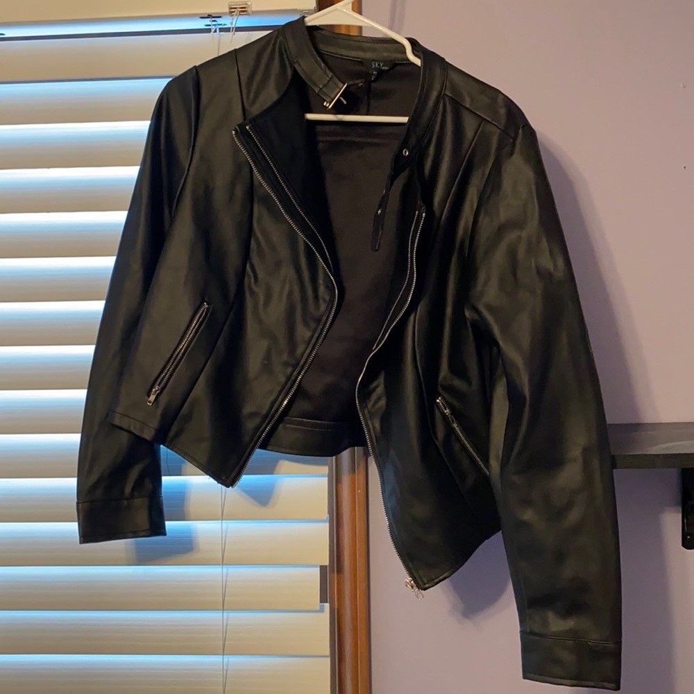 Black faux leather jacket